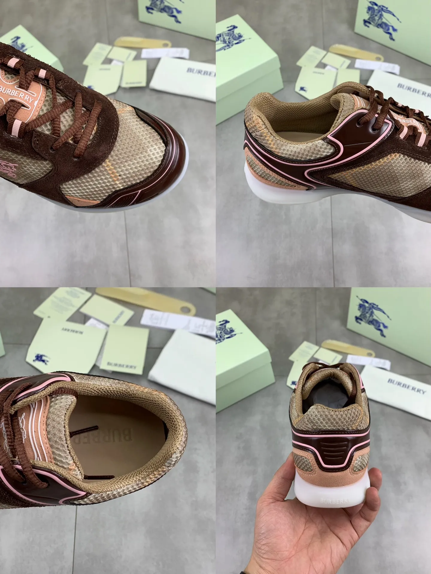 Factory price P720 [BURBERRY] Burberry - High-end quality original order - Upper: imported 🔝 original material - Inner lining: cowhide lining, feet; water-dyed cowhide - Outsole: ultra-light TPR rubber; two-color molded outsole - Ultra-high quality control·Fine workmanship: highlighted (high-end·nobility·grade) -Size: 36-46 for men and women Color: 4️⃣colors available